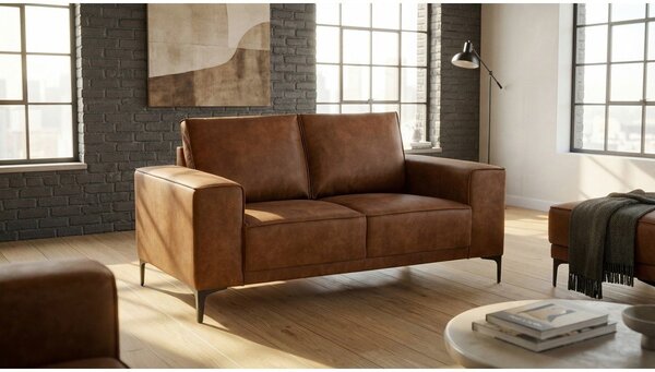 Konjak smeđa sofa od imitacije kože 164 cm Copenhagen – Scandic