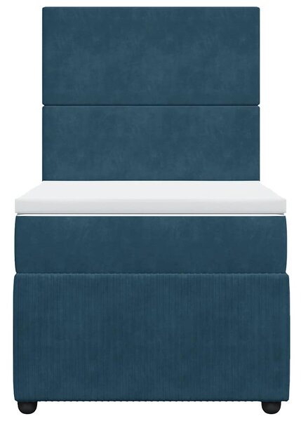 Box spring krevet s madracem tamnoplavi 90x200 cm baršunasti - Plava / 90 x 200 cm
