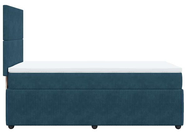 Box spring krevet s madracem tamnoplavi 90x200 cm baršunasti - Plava / 90 x 200 cm