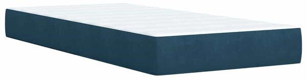 Box spring krevet s madracem tamnoplavi 90x200 cm baršunasti - Plava / 90 x 200 cm