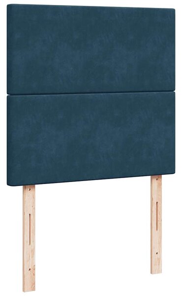 Box spring krevet s madracem tamnoplavi 90x200 cm baršunasti - Plava / 90 x 200 cm