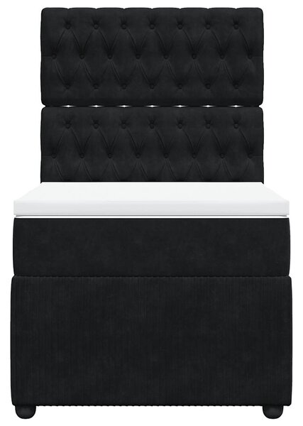 Box spring krevet s madracem crni 100x200 cm baršunasti - Crna / 100 x 200 cm
