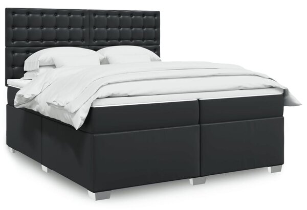 Krevet s oprugama i madracem crni 200x200 cm od umjetne kože - Crna / 200 x 200 cm