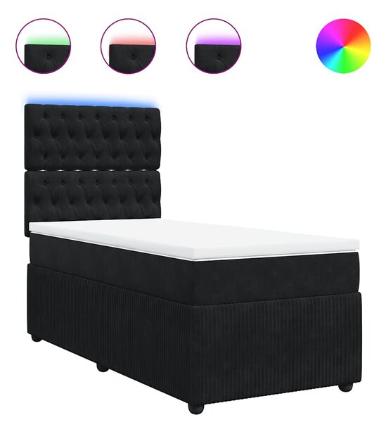 Box spring krevet s madracem crni 100x200 cm baršunasti - Crna / 100 x 200 cm