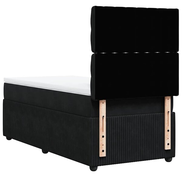 Box spring krevet s madracem crni 100x200 cm baršunasti - Crna / 100 x 200 cm