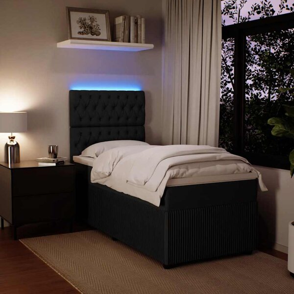 Box spring krevet s madracem crni 100x200 cm baršunasti - Crna / 100 x 200 cm
