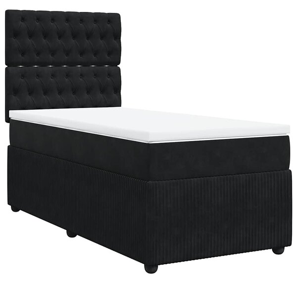 Box spring krevet s madracem crni 100x200 cm baršunasti - Crna / 100 x 200 cm