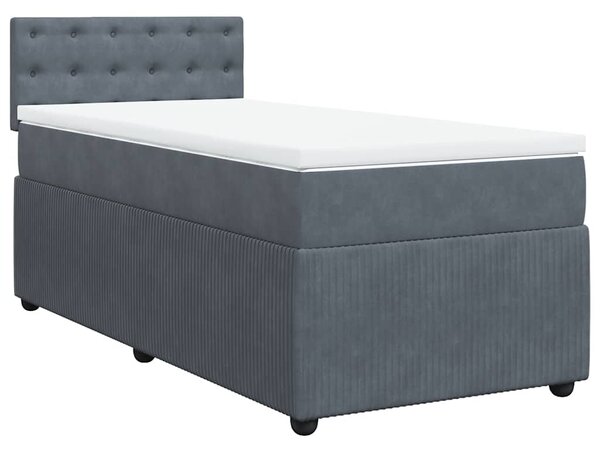Box spring krevet s madracem tamnosivi 90x190 cm baršunasti - Siva / 90 x 190 cm