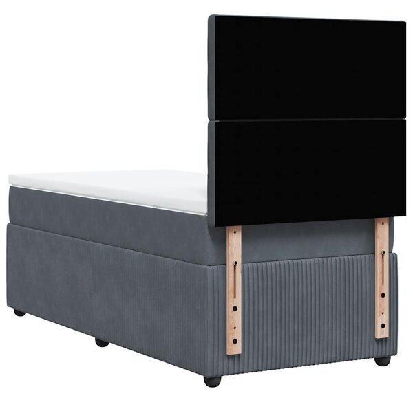 Box spring krevet s madracem tamnosivi 90x200 cm baršunasti - Siva / 90 x 200 cm