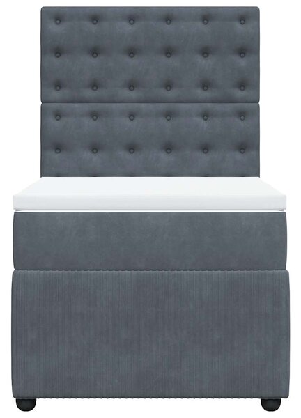 Box spring krevet s madracem tamnosivi 90x200 cm baršunasti - Siva / 90 x 200 cm