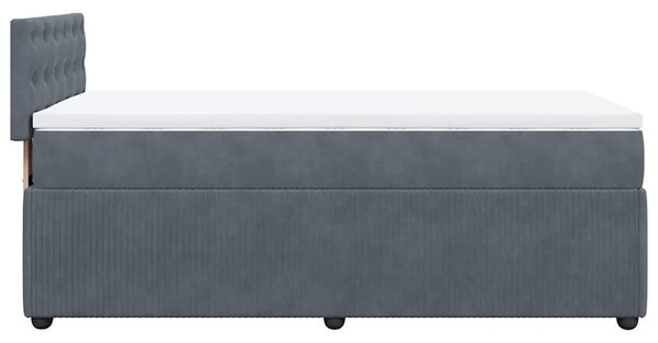 Box spring krevet s madracem tamnosivi 90x190 cm baršunasti - Siva / 90 x 190 cm