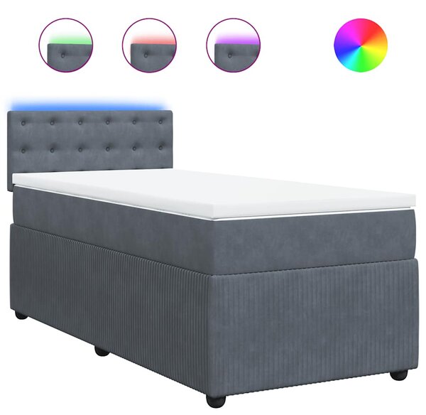 Box spring krevet s madracem tamnosivi 90x190 cm baršunasti - Siva / 90 x 190 cm