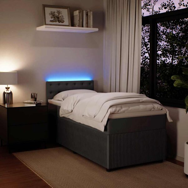 Box spring krevet s madracem tamnosivi 90x190 cm baršunasti - Siva / 90 x 190 cm