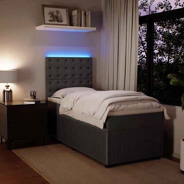 Box spring krevet s madracem tamnosivi 90x200 cm baršunasti - Siva / 90 x 200 cm