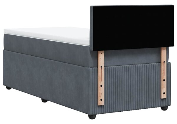Box spring krevet s madracem tamnosivi 90x190 cm baršunasti - Siva / 90 x 190 cm