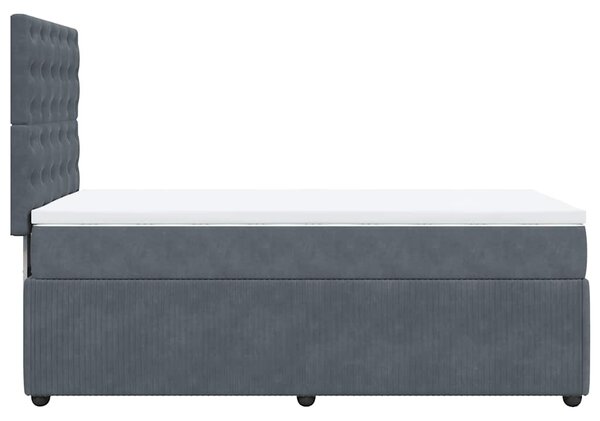 Box spring krevet s madracem tamnosivi 90x200 cm baršunasti - Siva / 90 x 200 cm