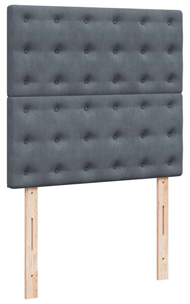 Box spring krevet s madracem tamnosivi 90x200 cm baršunasti - Siva / 90 x 200 cm