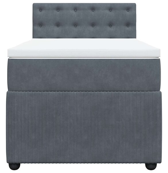 Box spring krevet s madracem tamnosivi 90x190 cm baršunasti - Siva / 90 x 190 cm