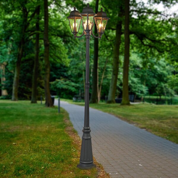 Lindby Edana vanjska svjetiljka, 212 cm, 3 žarulje, antracit, E27, IP44, Crno, Aluminij