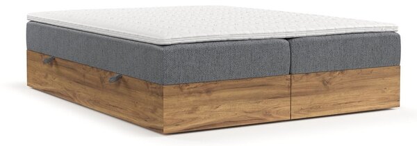 Sivi/u prirodnoj boji boxspring krevet s prostorom za pohranu 140x200 cm Faro – Maison de Rêve