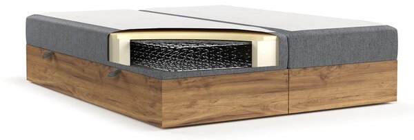 Sivi/u prirodnoj boji boxspring krevet s prostorom za pohranu 140x200 cm Faro – Maison de Rêve