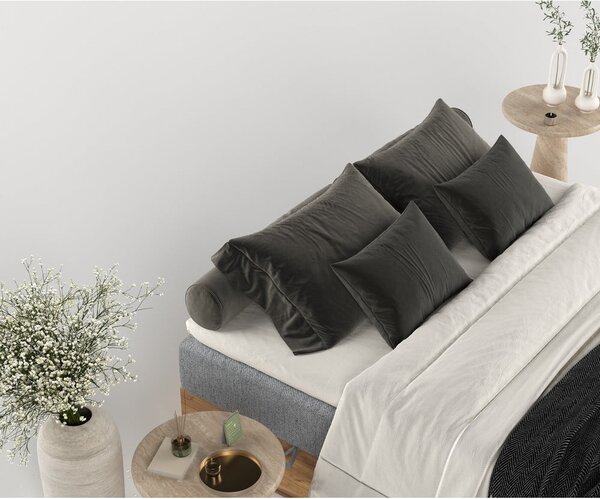 Sivi/u prirodnoj boji boxspring krevet s prostorom za pohranu 140x200 cm Faro – Maison de Rêve