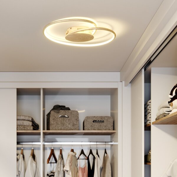 Lindby LED stropna svjetiljka Joline, Ø 45 cm, zlatne boje, metal, Zlato / mjed, Dnevni boravak/blagovaonica, Metal