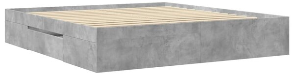 Okvir kreveta boja betona 200x200 cm od konstruiranog drva - Siva / 200 x 200 cm
