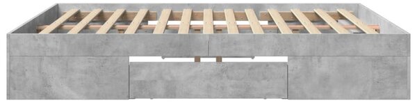 Okvir kreveta boja betona 200x200 cm od konstruiranog drva - Siva / 200 x 200 cm