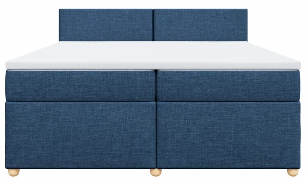 Krevet s oprugama i madracem plavi 200 x 200 cm od tkanine - Plava / 200 x 200 cm