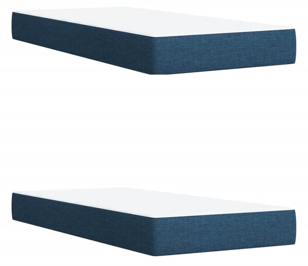 Krevet s oprugama i madracem plavi 200 x 200 cm od tkanine - Plava / 200 x 200 cm