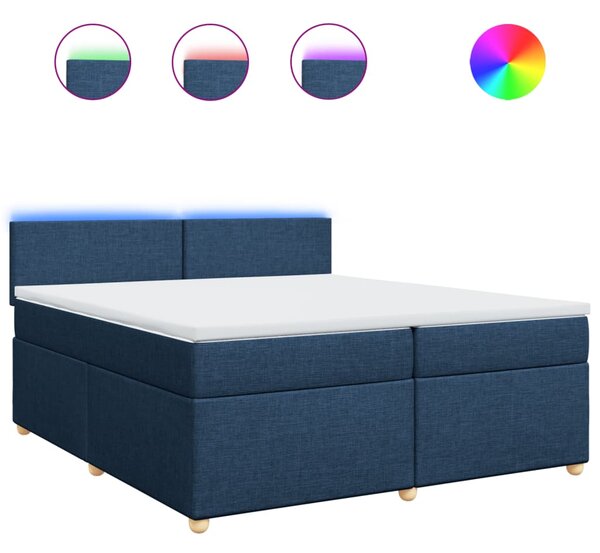 Krevet s oprugama i madracem plavi 200 x 200 cm od tkanine - Plava / 200 x 200 cm