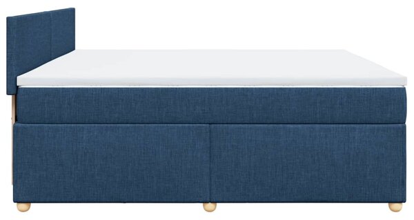 Krevet s oprugama i madracem plavi 200 x 200 cm od tkanine - Plava / 200 x 200 cm