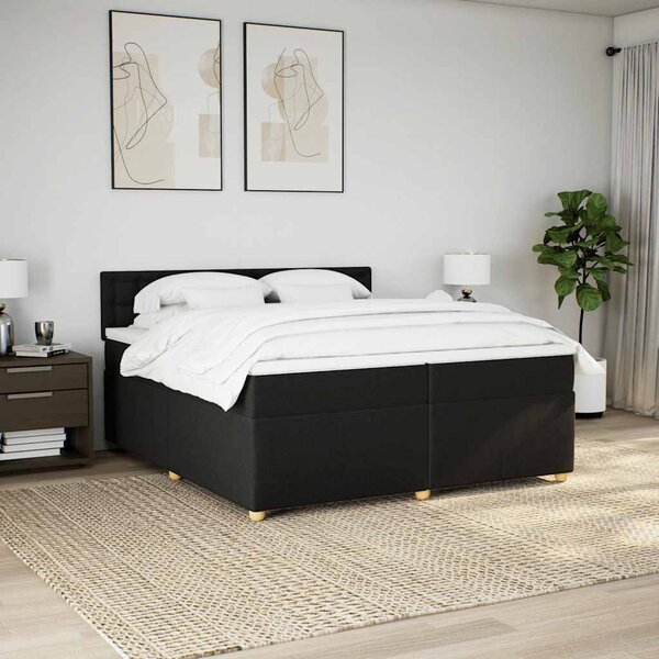 Krevet s oprugama i madracem crni 200x200 cm od tkanine - Crna / 200 x 200 cm