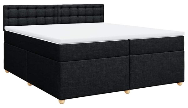 Krevet s oprugama i madracem crni 200x200 cm od tkanine - Crna / 200 x 200 cm