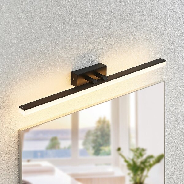 Lucande LED zidna svjetiljka Lisana, horizontalna, 75 cm, IP44, Crno, kupaonica, Metal