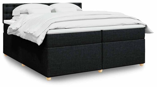 Krevet s oprugama i madracem crni 200x200 cm od tkanine - Crna / 200 x 200 cm