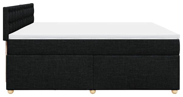 Krevet s oprugama i madracem crni 200x200 cm od tkanine - Crna / 200 x 200 cm