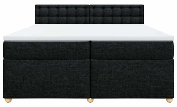 Krevet s oprugama i madracem crni 200x200 cm od tkanine - Crna / 200 x 200 cm