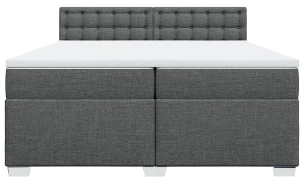 Krevet s oprugama i madracem tamnosivi 200 x 200 cm od tkanine - Siva / 200 x 200 cm
