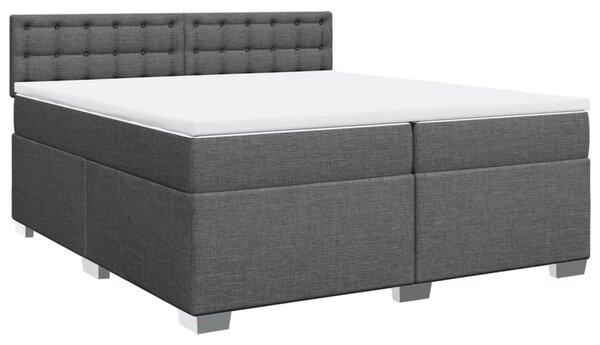 Krevet s oprugama i madracem tamnosivi 200 x 200 cm od tkanine - Siva / 200 x 200 cm