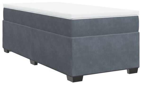Box spring krevet s madracem tamnosivi 100x200 cm baršunasti - Siva / 100 x 200 cm