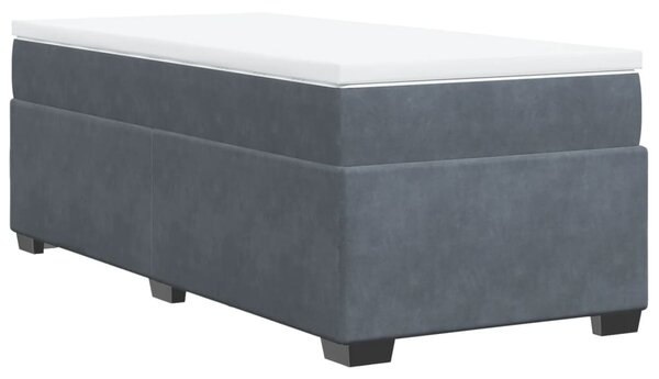 Box spring krevet s madracem tamnosivi 100x200 cm baršunasti - Siva / 100 x 200 cm