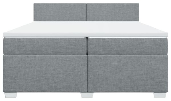 Krevet s oprugama i madracem svjetlosivi 200 x 200cm od tkanine - Siva / 200 x 200 cm