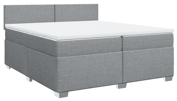 Krevet s oprugama i madracem svjetlosivi 200 x 200cm od tkanine - Siva / 200 x 200 cm