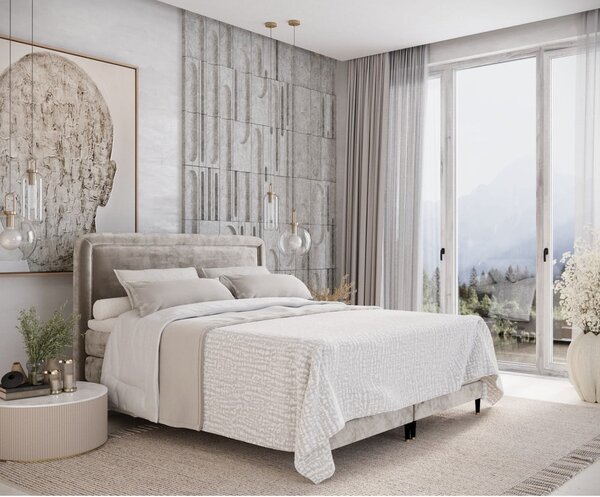 Svjetlo smeđi boxspring krevet 200x200 cm Dove – Maison de Rêve