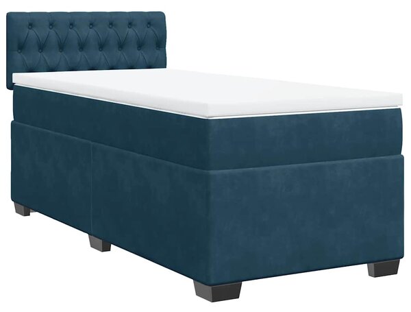 Box spring krevet s madracem tamnoplavi 90x190 cm baršunasti - Plava / 90 x 190 cm