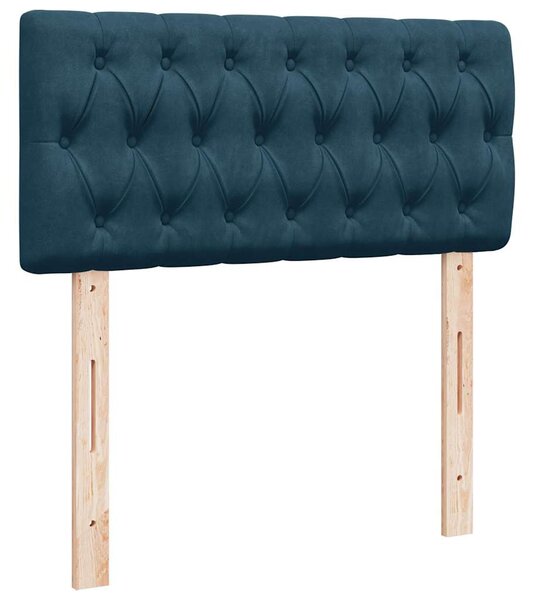 Box spring krevet s madracem tamnoplavi 90x190 cm baršunasti - Plava / 90 x 190 cm
