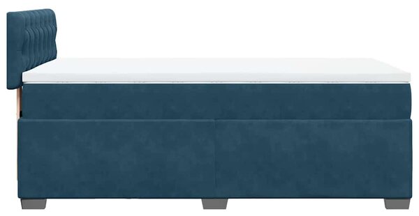 Box spring krevet s madracem tamnoplavi 90x190 cm baršunasti - Plava / 90 x 190 cm