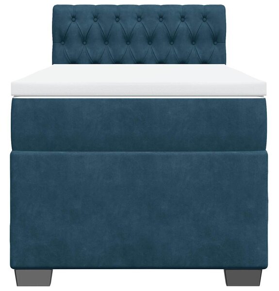 Box spring krevet s madracem tamnoplavi 90x190 cm baršunasti - Plava / 90 x 190 cm